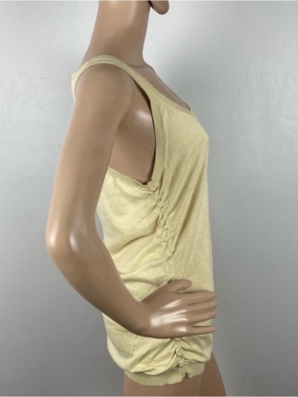 BURBERRY BRIT BEIGE SLEEVELESS ZIP-FRONT KNIT TOP - Picture 5 of 6
